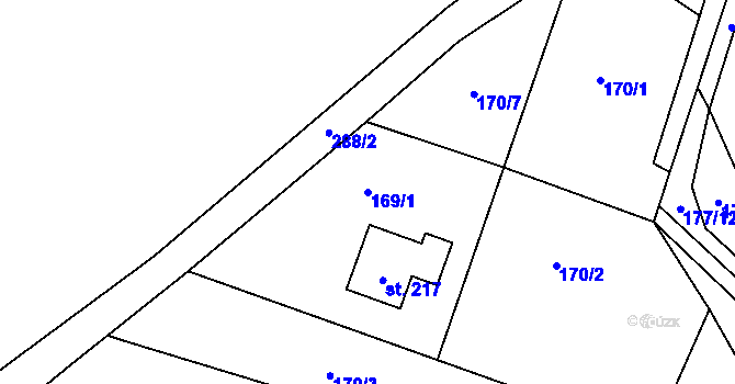 Parcela st. 169/1 v KÚ Kroučová, Katastrální mapa
