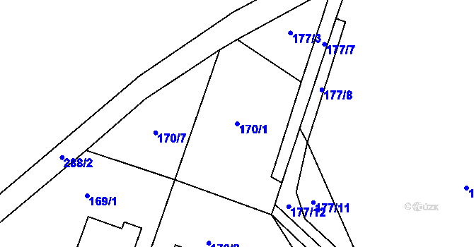 Parcela st. 170/1 v KÚ Kroučová, Katastrální mapa
