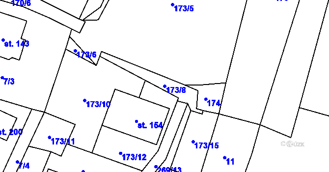 Parcela st. 173/8 v KÚ Kroučová, Katastrální mapa