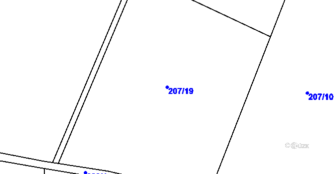 Parcela st. 207/19 v KÚ Kroučová, Katastrální mapa