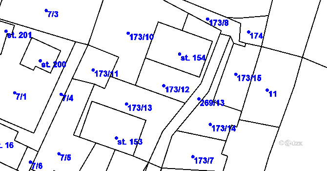 Parcela st. 173/12 v KÚ Kroučová, Katastrální mapa