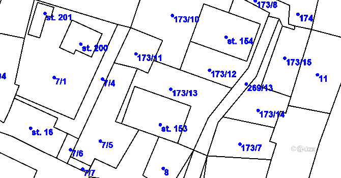 Parcela st. 173/13 v KÚ Kroučová, Katastrální mapa