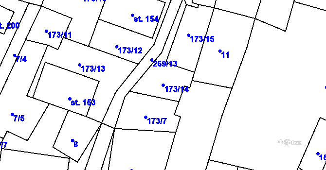 Parcela st. 173/14 v KÚ Kroučová, Katastrální mapa