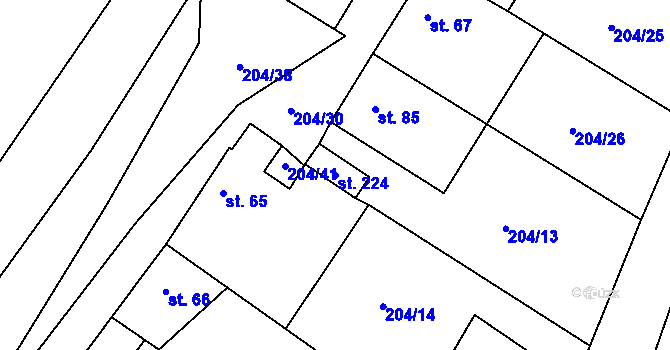 Parcela st. 224 v KÚ Kroučová, Katastrální mapa