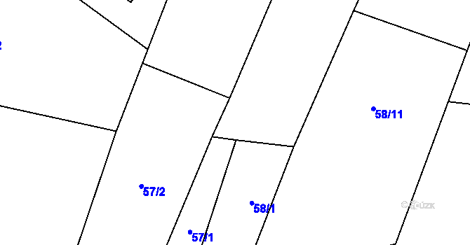 Parcela st. 57/3 v KÚ Kroučová, Katastrální mapa