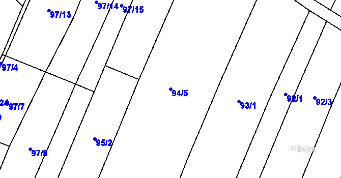 Parcela st. 94/5 v KÚ Kroučová, Katastrální mapa