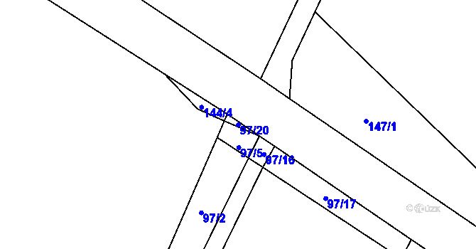 Parcela st. 97/20 v KÚ Kroučová, Katastrální mapa