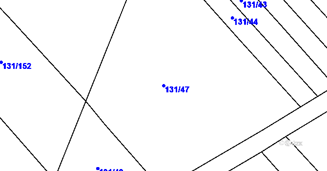 Parcela st. 131/47 v KÚ Kroučová, Katastrální mapa