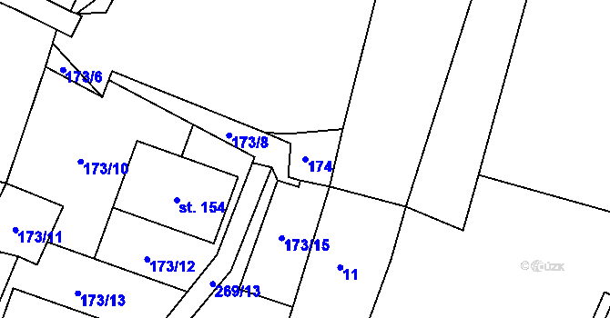 Parcela st. 174 v KÚ Kroučová, Katastrální mapa