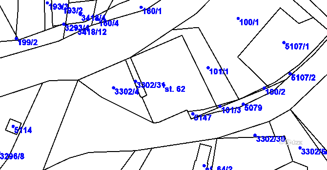 Parcela st. 62 v KÚ Krouna, Katastrální mapa