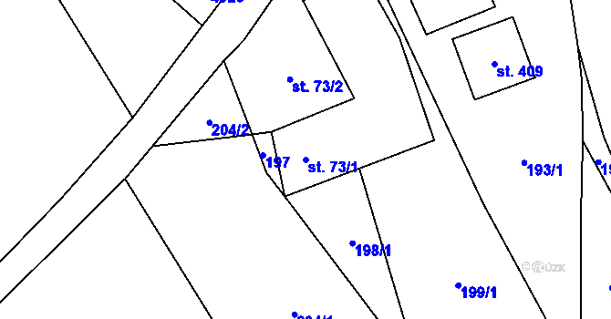 Parcela st. 73/1 v KÚ Krouna, Katastrální mapa