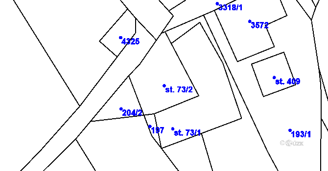Parcela st. 73/2 v KÚ Krouna, Katastrální mapa