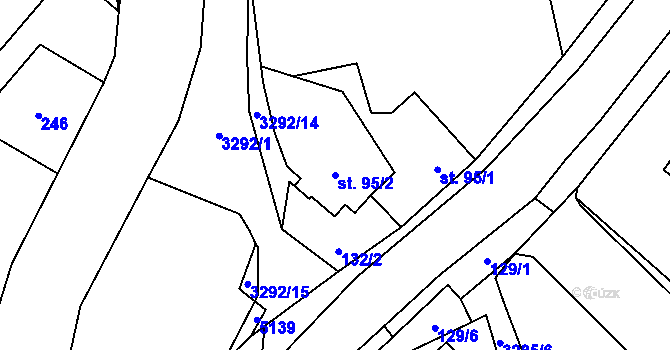 Parcela st. 95/2 v KÚ Krouna, Katastrální mapa