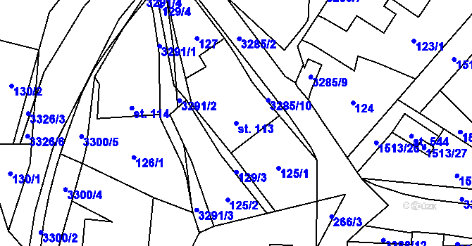 Parcela st. 113 v KÚ Krouna, Katastrální mapa