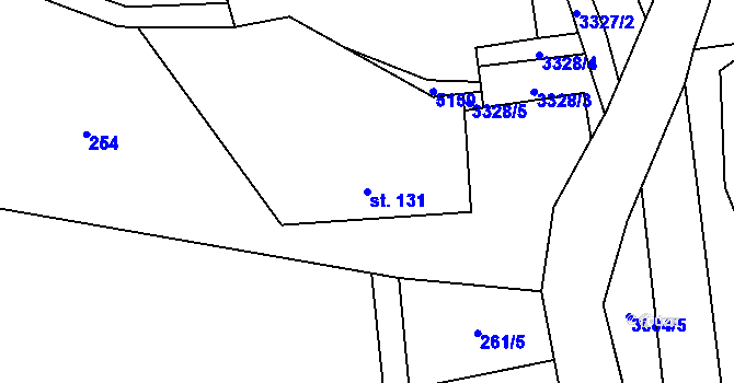 Parcela st. 131 v KÚ Krouna, Katastrální mapa