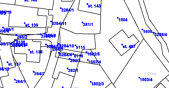 Parcela st. 144/1 v KÚ Krouna, Katastrální mapa