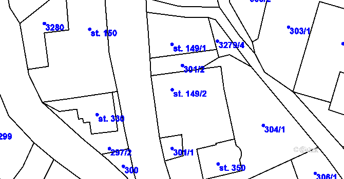 Parcela st. 149/2 v KÚ Krouna, Katastrální mapa