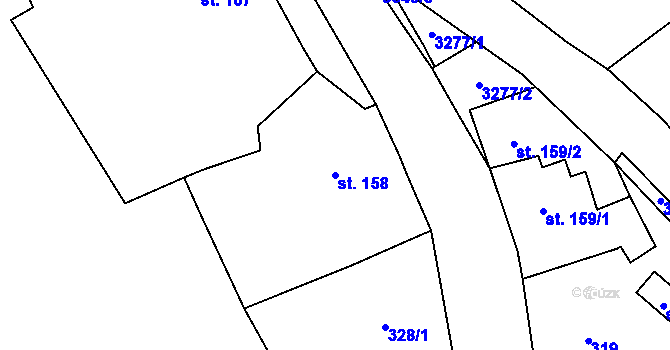 Parcela st. 158 v KÚ Krouna, Katastrální mapa