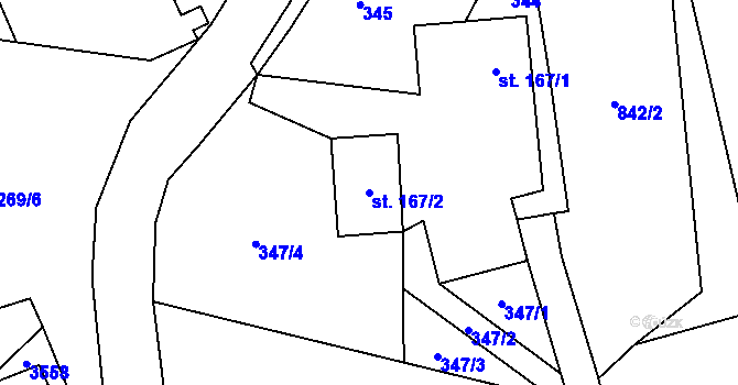 Parcela st. 167/2 v KÚ Krouna, Katastrální mapa