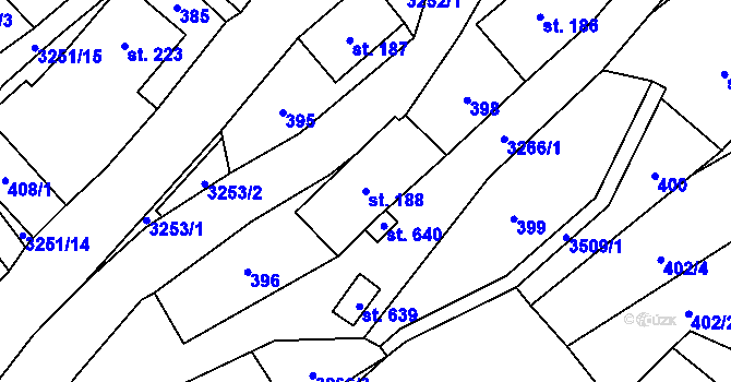Parcela st. 188 v KÚ Krouna, Katastrální mapa