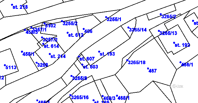 Parcela st. 193 v KÚ Krouna, Katastrální mapa
