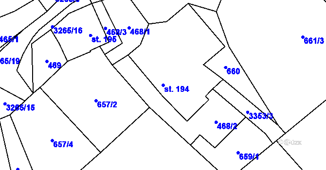 Parcela st. 194 v KÚ Krouna, Katastrální mapa