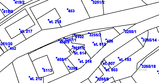 Parcela st. 215 v KÚ Krouna, Katastrální mapa