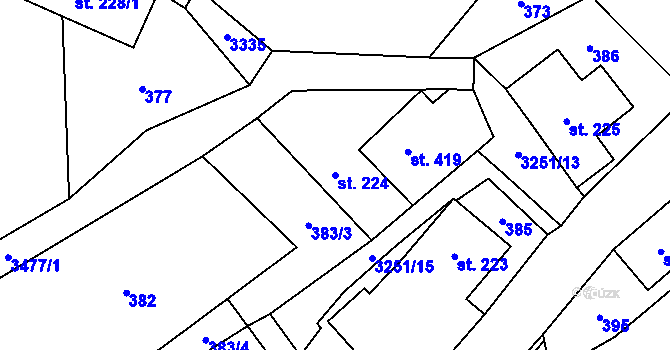 Parcela st. 224 v KÚ Krouna, Katastrální mapa