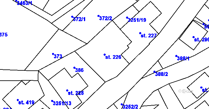 Parcela st. 226 v KÚ Krouna, Katastrální mapa