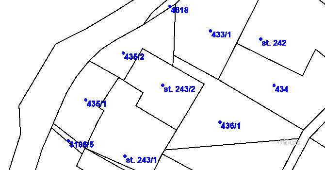 Parcela st. 243/2 v KÚ Krouna, Katastrální mapa