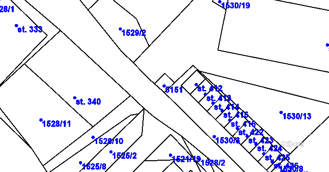 Parcela st. 267 v KÚ Krouna, Katastrální mapa