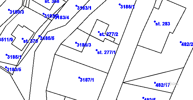 Parcela st. 277/1 v KÚ Krouna, Katastrální mapa