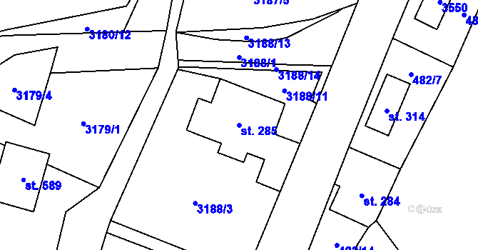 Parcela st. 285 v KÚ Krouna, Katastrální mapa