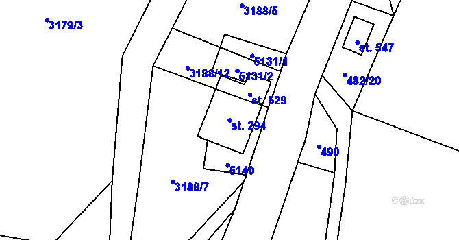 Parcela st. 294 v KÚ Krouna, Katastrální mapa
