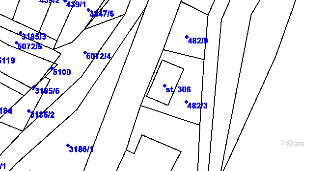 Parcela st. 306 v KÚ Krouna, Katastrální mapa