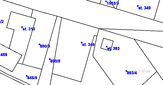Parcela st. 346 v KÚ Krouna, Katastrální mapa