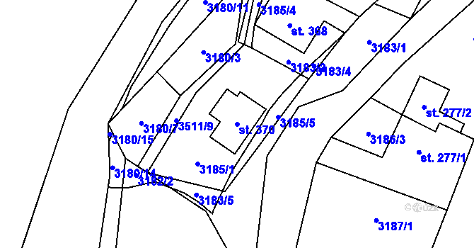 Parcela st. 370 v KÚ Krouna, Katastrální mapa
