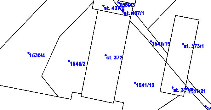 Parcela st. 372 v KÚ Krouna, Katastrální mapa