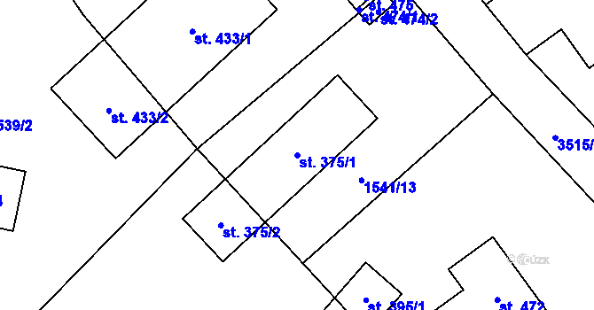 Parcela st. 375/1 v KÚ Krouna, Katastrální mapa