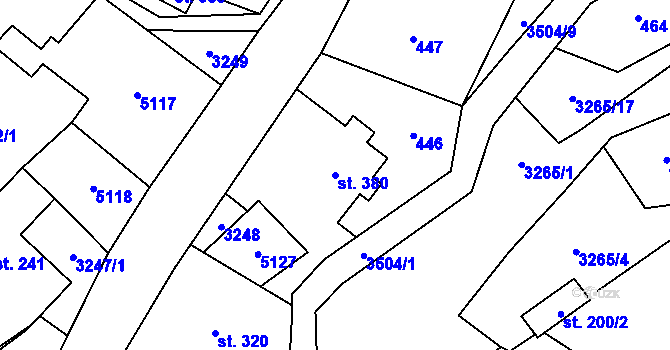 Parcela st. 380 v KÚ Krouna, Katastrální mapa