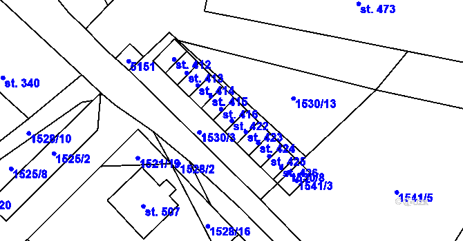 Parcela st. 422 v KÚ Krouna, Katastrální mapa