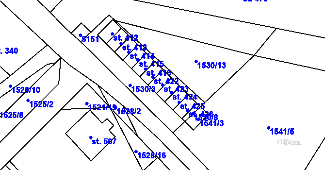 Parcela st. 423 v KÚ Krouna, Katastrální mapa