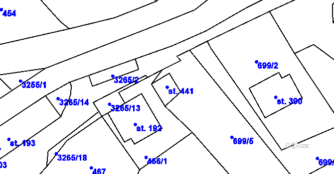 Parcela st. 441 v KÚ Krouna, Katastrální mapa