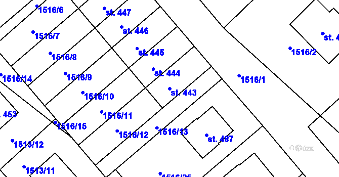 Parcela st. 443 v KÚ Krouna, Katastrální mapa