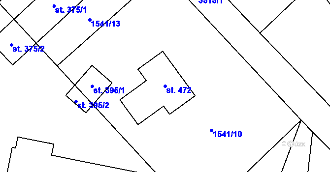 Parcela st. 472 v KÚ Krouna, Katastrální mapa