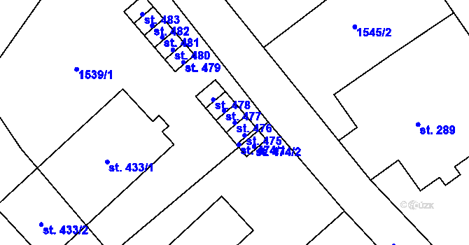 Parcela st. 476 v KÚ Krouna, Katastrální mapa