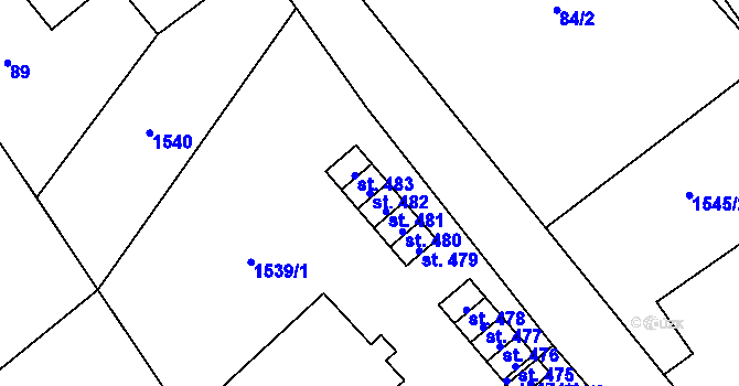 Parcela st. 482 v KÚ Krouna, Katastrální mapa