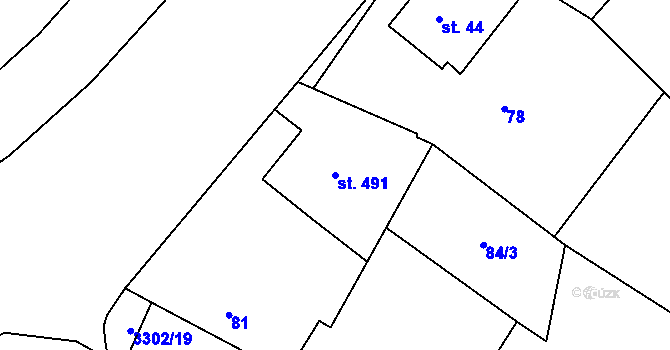 Parcela st. 491 v KÚ Krouna, Katastrální mapa