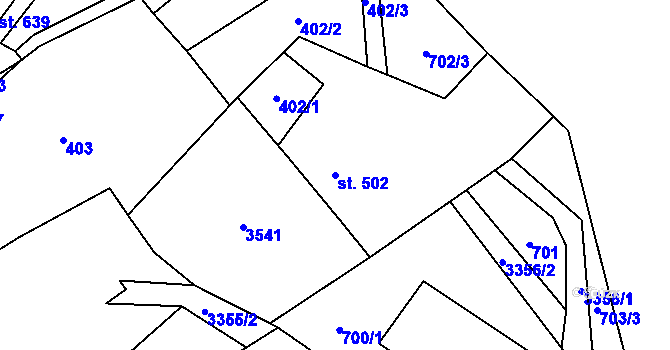 Parcela st. 502 v KÚ Krouna, Katastrální mapa