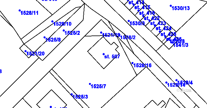 Parcela st. 507 v KÚ Krouna, Katastrální mapa